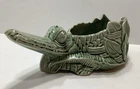 Vintage McCoy Green Ceramic Alligator/Crocodile Planter 1950s