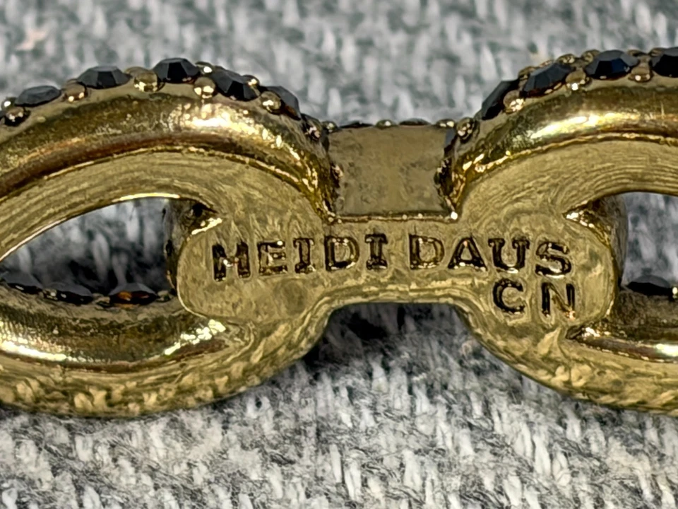 Heidi Daus “Sleek & Sophisticated” Hematite Crystal Link Bracelet Gold Tone - Image 4 of 4