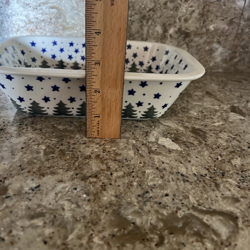 Boleslawiec Casseruola in ceramica polacca piatto da forno 9,75"x7" alberi di pavone stella - Foto 6 di 7