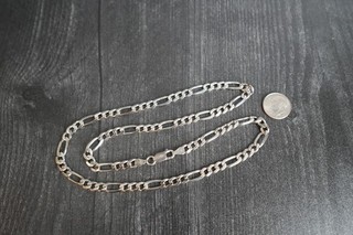 925 Sterling Silver Figaro Link Chain Necklace 20.5 inches " Italy