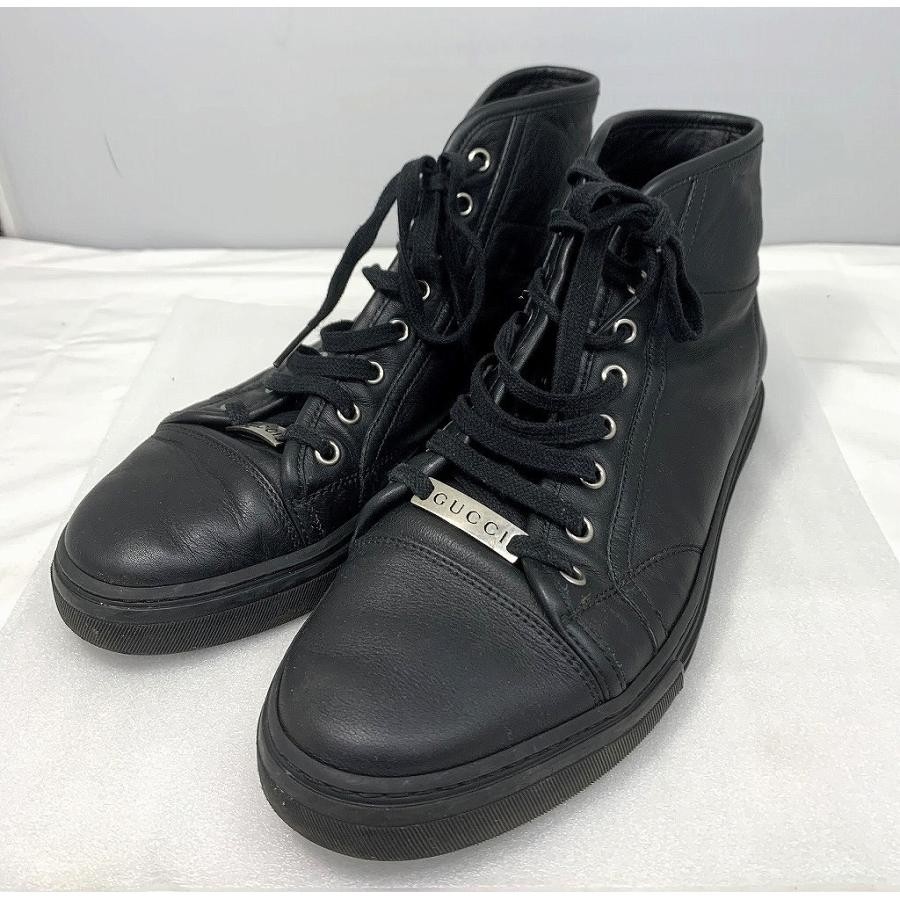 GUCCI Men's High-cut Sneakers Leather Black UK7/US7.5 107836c