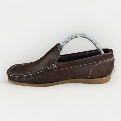 Bata Genuine Leather Brown Slip On Loafers EU 43 US 9.5 Moc Toe