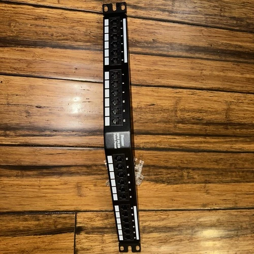 Panduit DPA24688TGY 24 Port 1U Rack Cat 6 Angled Punchdown Patch Panel Black