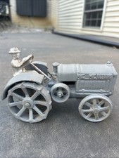 Grey Mccormick Deering Tractor w/ Driver Arcade Cast Iron 6.25  