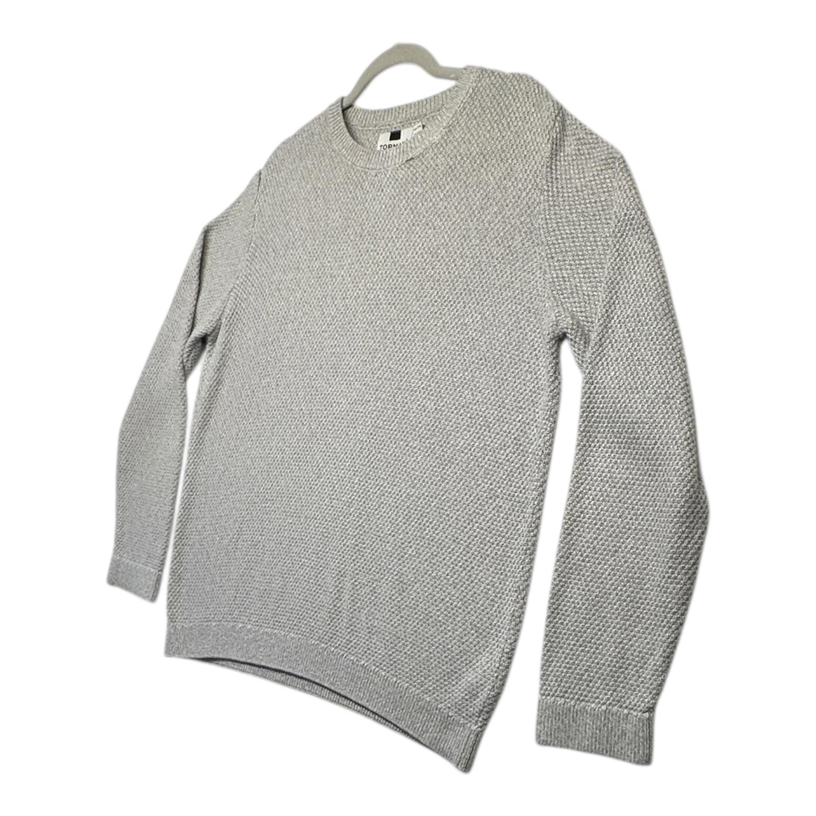 TopMan Jumper Men's UK Size M Grey Loose Stitch Long Sleeve Crew Neck image 3