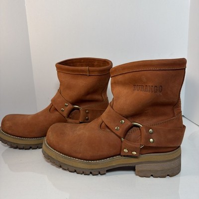 Durango Boots Genuine  Tan Leather Short Harness Western Biker EDS197 Size 9.5