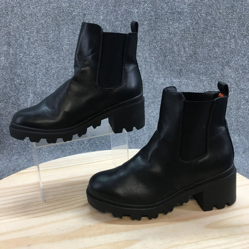 Botas French Connection para mujer 8 Jane botines de plataforma tacón de cuero negro Foto 2 de 4