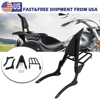 Backrest Sissy Bar Luggage Rack For Yamaha V-Star 1100 Dragstar XVS 2000-2011 10