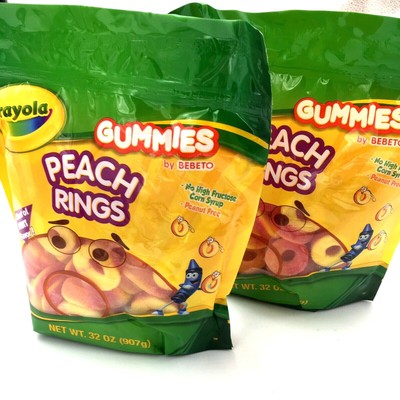 2 Bebeto 32 Oz Crayola Gummies Peach Rings Fruit Flavor No Hi Fructos Corn Syrup Ebay