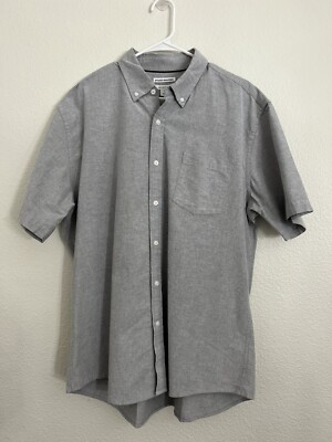 Amazon Essentials Men s Collard Gray Button Up Shirt Short Sleeve Size Xl