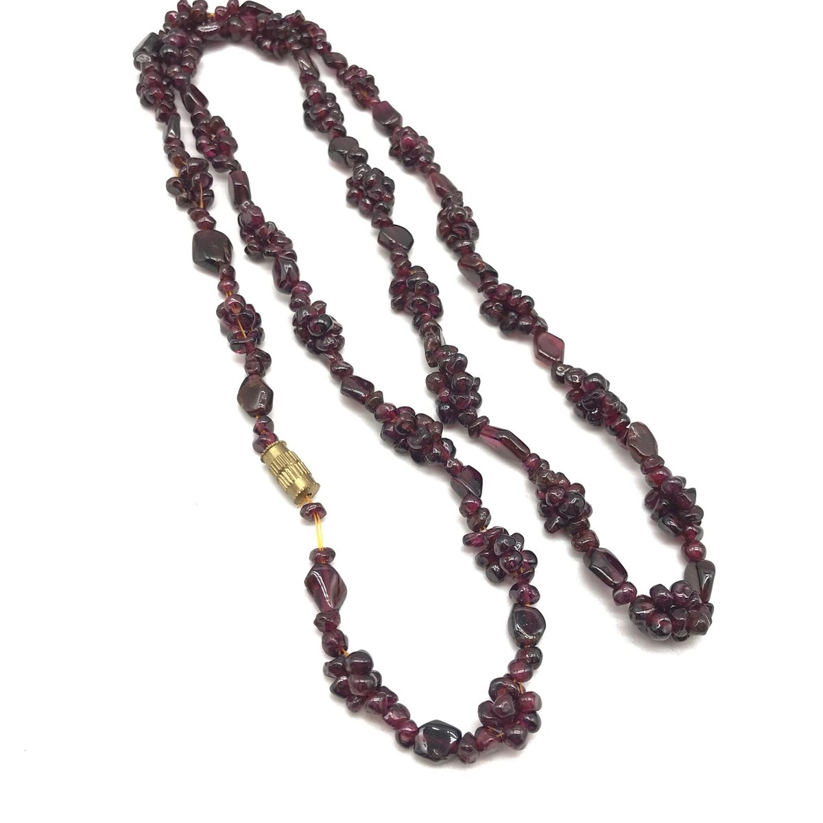 Antique Genuine Bohemian Garnet Beaded Cluster Ladies Strand