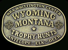 NRA Whittington Wyoming Montana Trophy Hunts Elk Deer Antelope Belt Buckle