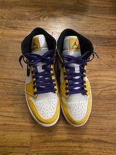 Nike Air Jordan 1 Mid Se Lakers Size 10 Authentic University Gold Black Shoes For Sale Online Ebay