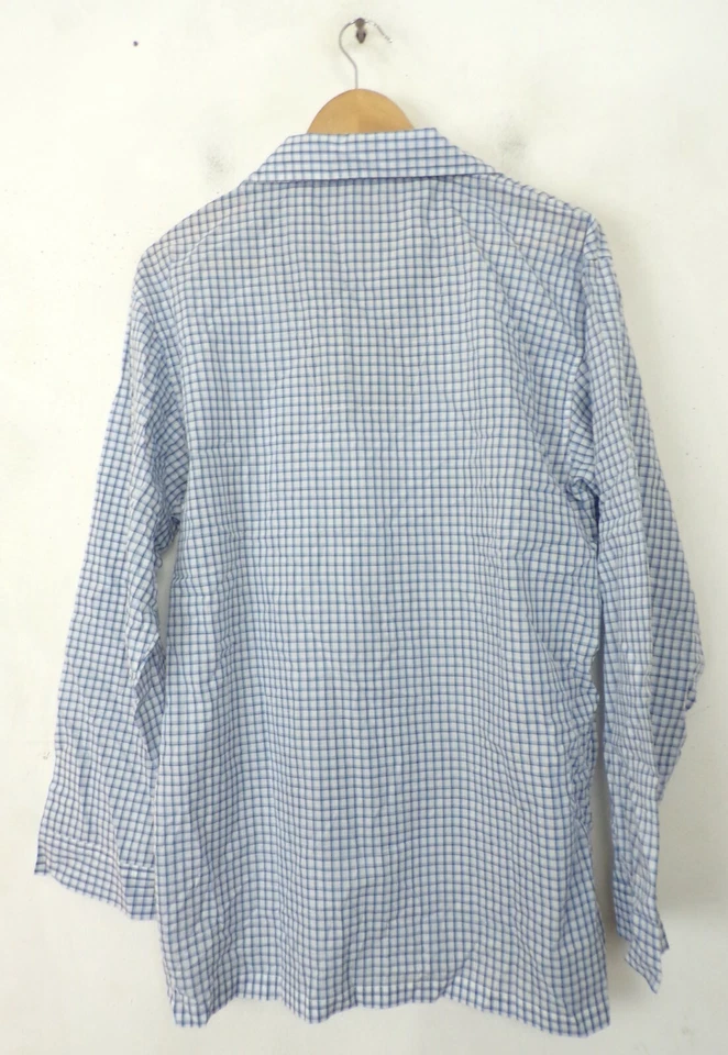 GEOFFREY BEENE Mens Size Medium Blue & White Plaid Pajama Shirt  - Image 4 of 4