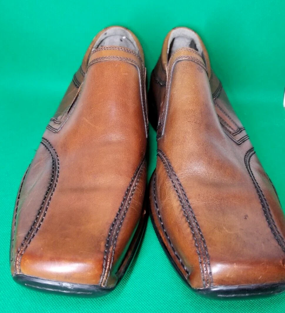 Mocassini Clarks casual pelle marrone 86163 12 08 usati in ottime condizioni uomo taglia 13M slip on flat