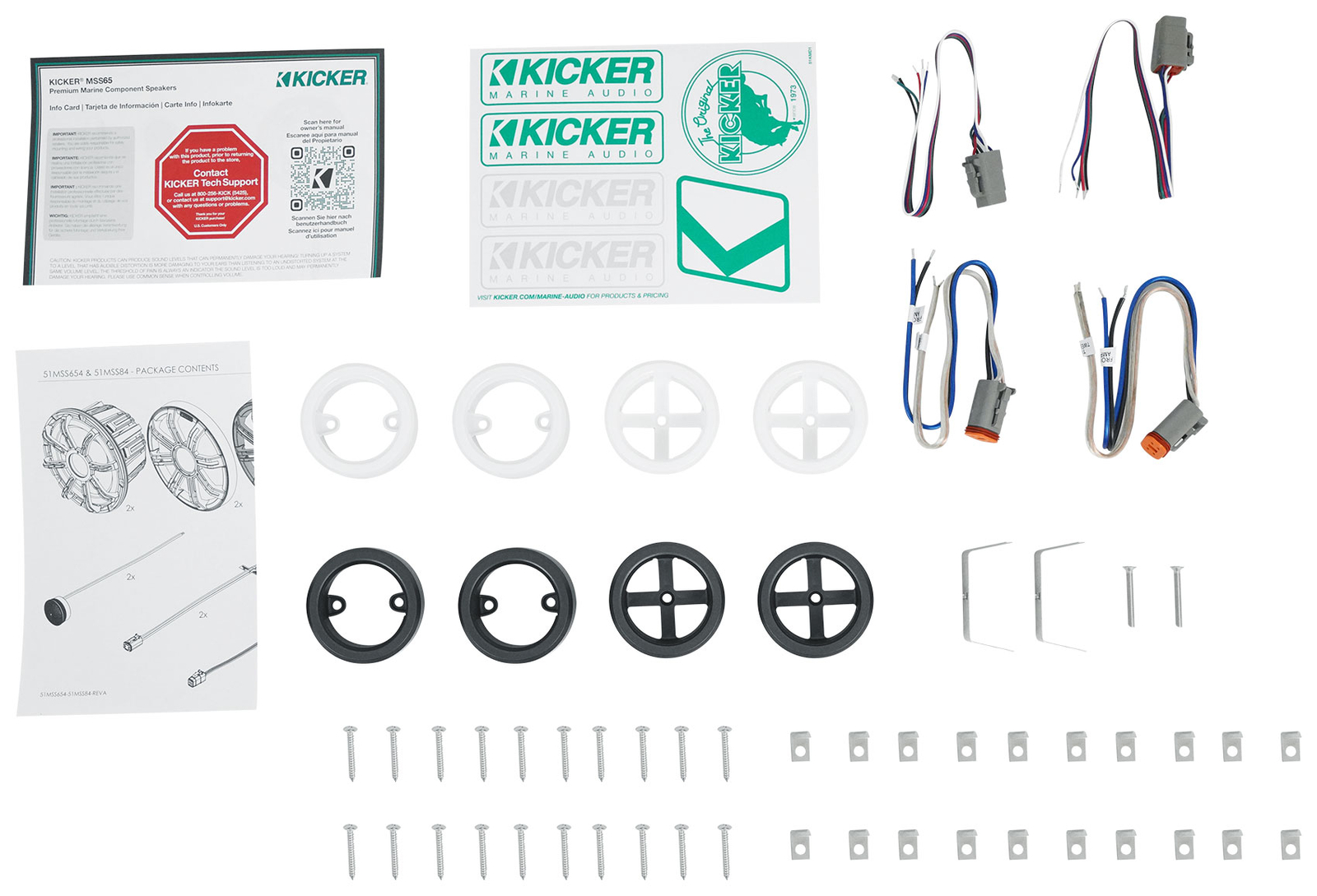 Пара морских компонентных динамиков премиум-класса KICKER 51MSS65 65 мощностью 200 Вт 4-Омные MSS65