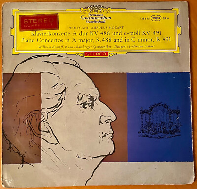 WILHELM KEMPFF Mozart Piano Ctos 23/24  DGG RED STEREO 1962 TULIPS LP RARE  VG++