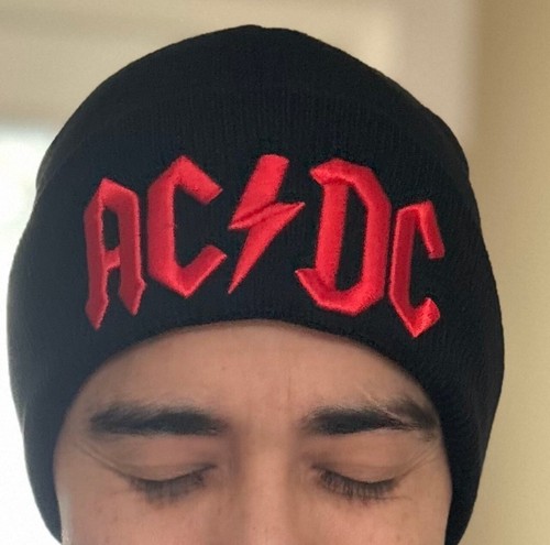 AC/DC Beanie Knit Cap Rock & Roll Black With Red Logo One Size New | eBay