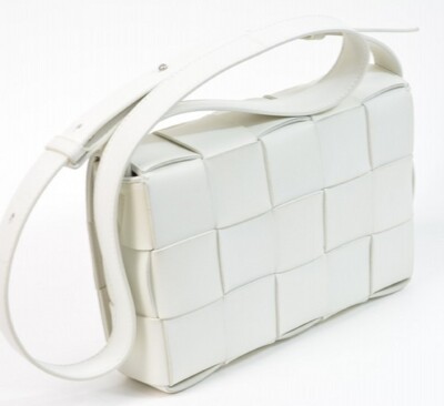 Bottega Veneta Cassette Small ShoulderBag Leather White Crossbody
