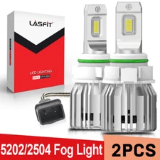 One Pair Lasfit 5202 2504 PSX24W LED Fog Light Bulbs 5000lm Super Cool White