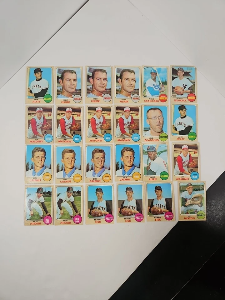 Lote de 24 tarjetas de béisbol 1968 Topps juego de cartas duplicados varios jugadores equipos MLB L2 Foto 2 de 4