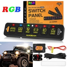 RGB AUXBEAM 6 Gang Switch Panel AS-R60 Slim Car Boat Lights Control Box 12V/24V