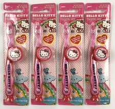 4 Sanrio Hello Kitty Soft Toothbrush Red  Pink Suction Lenticular Cap Travel
