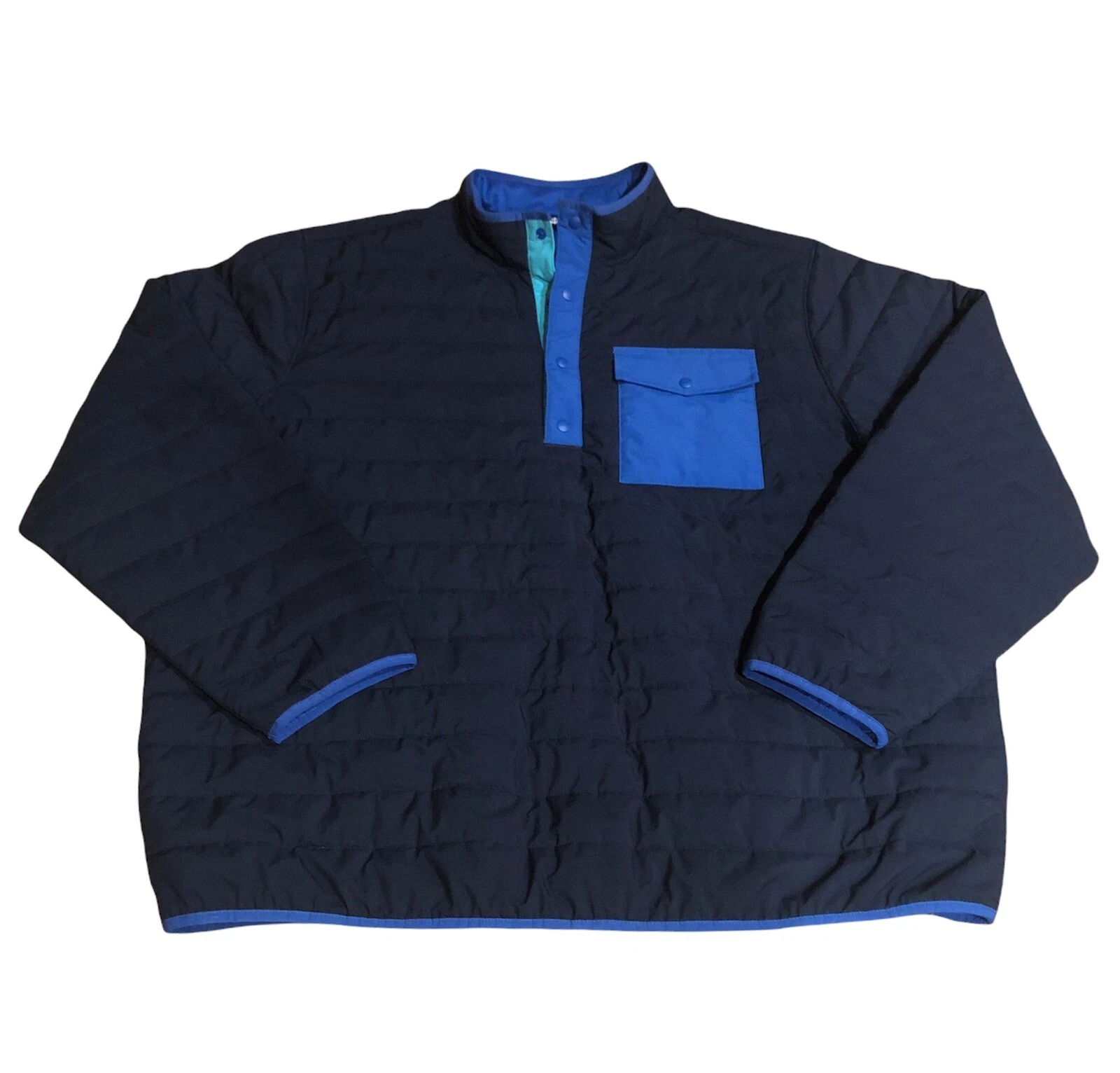 Lands End Puffer Pullover Jacket 1/4 Snap Quilted Men’s 3XL/T Insulated Navy