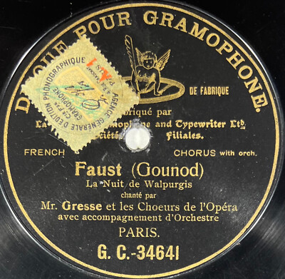 Mr. Gresse: Faust (Gounod) ONE-SIDE SCHEIBE 78 Umdrehungen rpm GRAMMOPHON G&T 34641