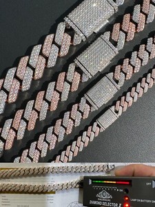 Authentic MOISSANITE Miami Cuban Link Prong Chain Icy Rose Gold Plated 925 Silver Necklace