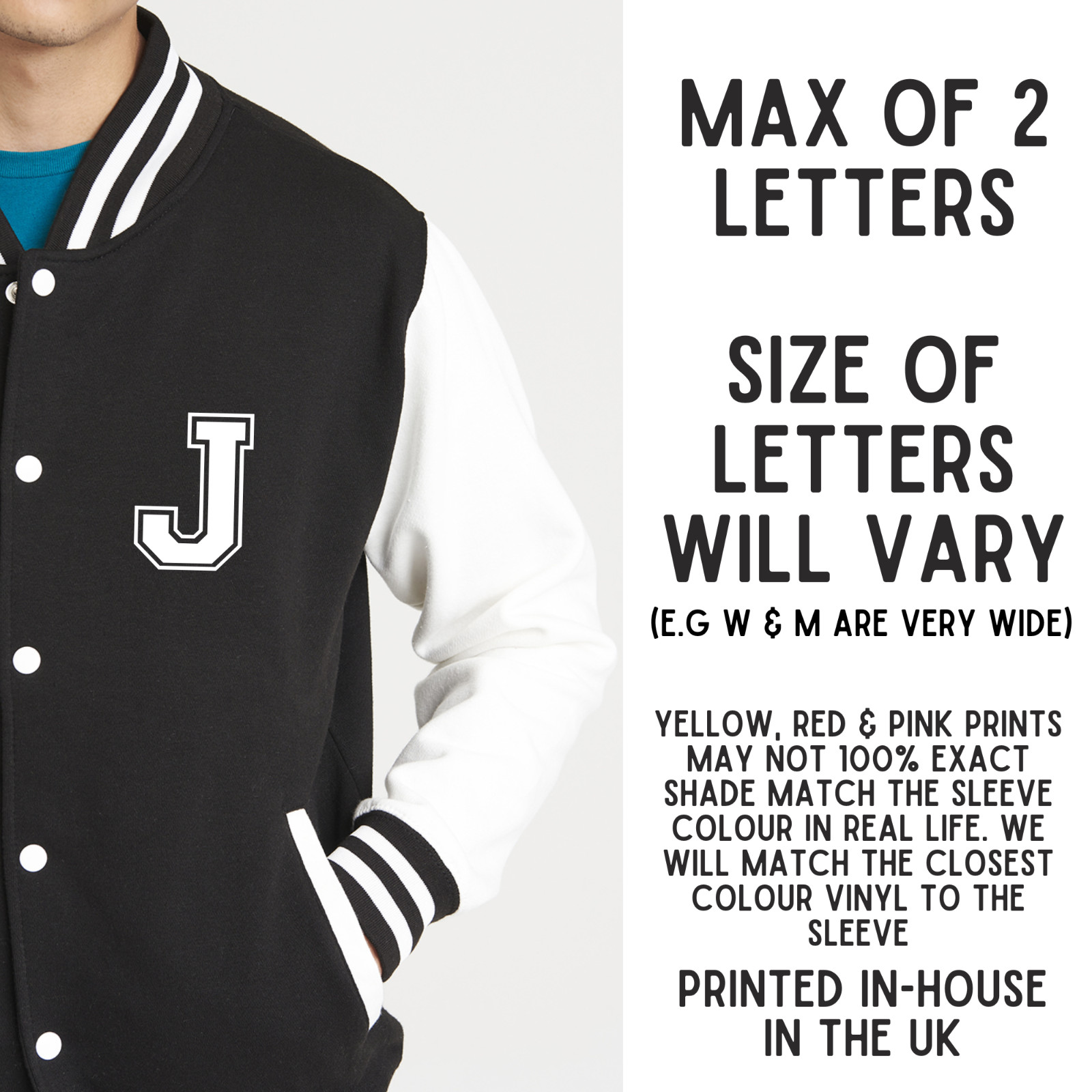 Personalised Initials Unisex Adult Varsity Jacket Custom Monogram College Jacket image 8
