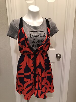 silence noise red dress Silence + Noise Red Orange Faux Wrap Tunic Tank Dress Urban Outfitters Small