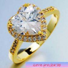 Heart Ring - 18K Gold Plated Classic Clear LOVE HEARTS Cubic Zirconia Ring