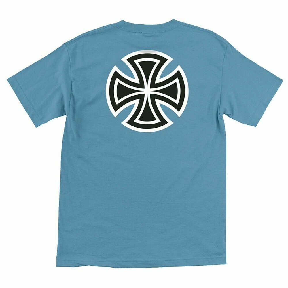 Independent Trucks BAR AND CROSS Skateboard T Shirt CAROLINA BLUE Independent Trucks BAR AND CROSS Skateboard T Shirt CAROLINA BLUE