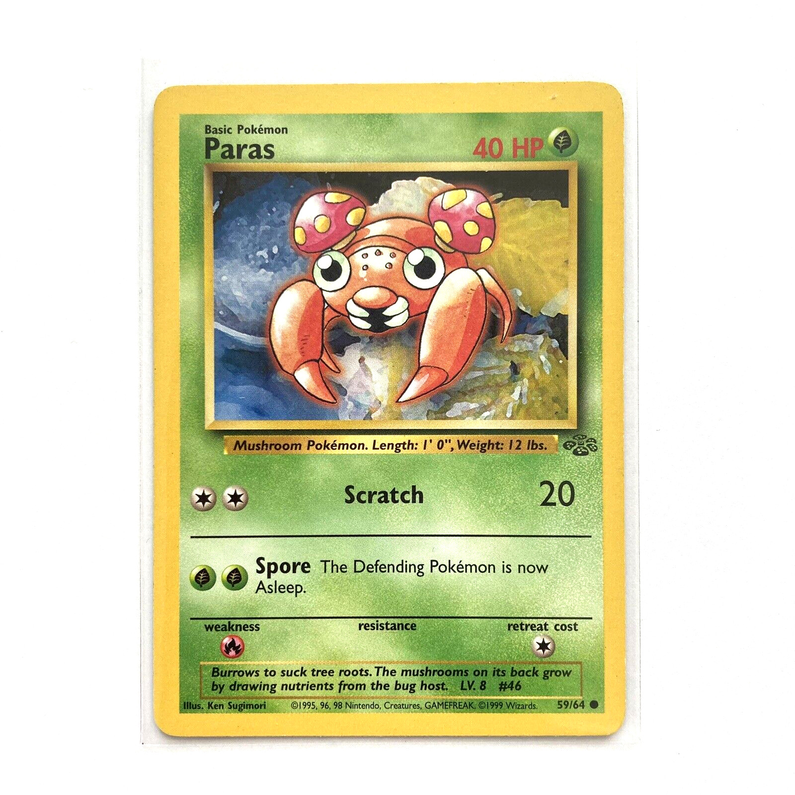 Paras - #59/64 - Jungle Set - 1999 WOTC Pokemon Card Common - LP