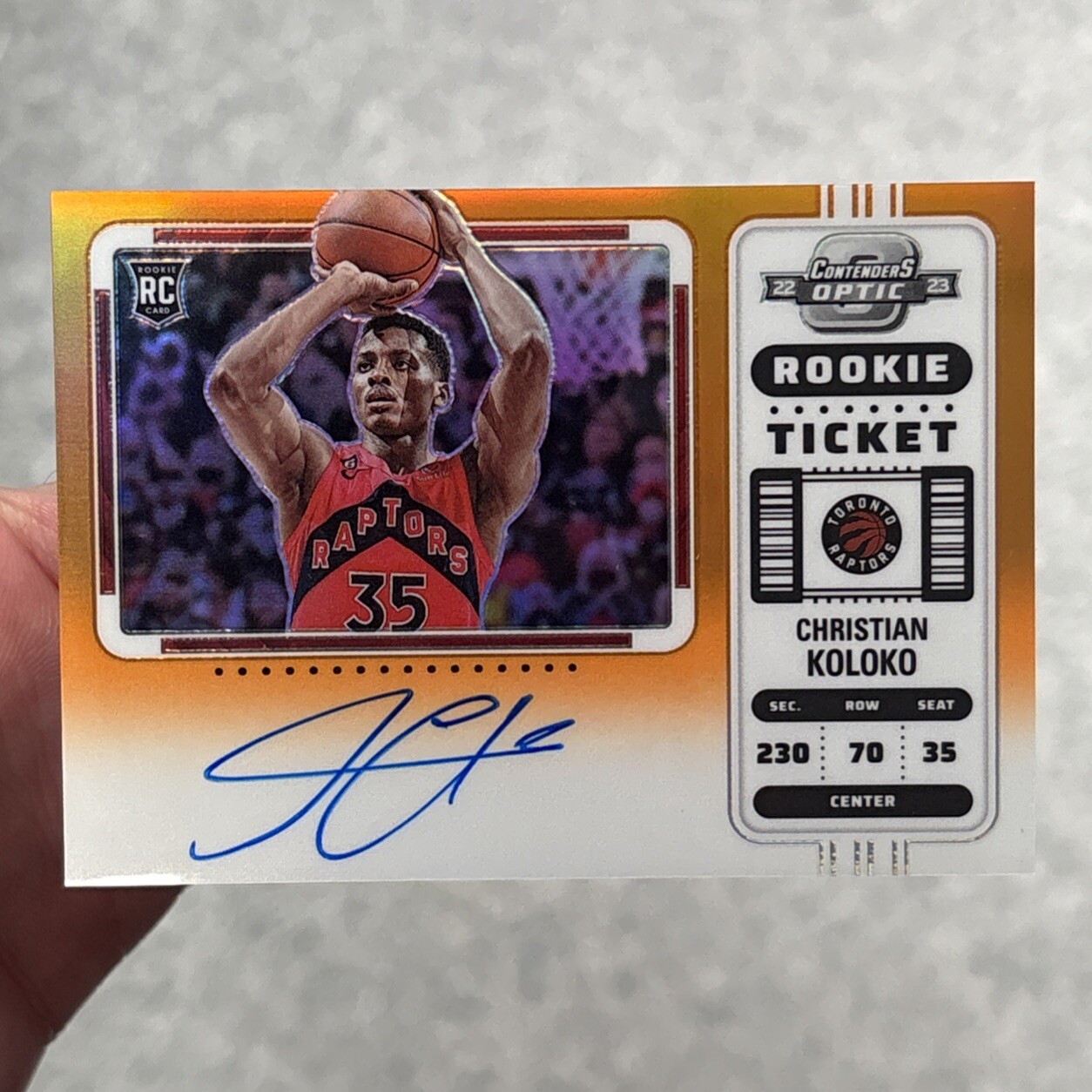 2022-23 Contenders Optic Christian Koloko orange Variation Auto/25 #116