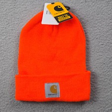 Carhartt Beanie Hat Cap Mens ONE SIZE ORANGE Outdoors Work Wear Knit Winter NWT