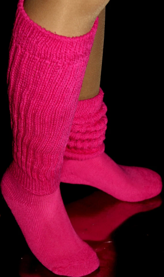 Calcetines holgados rosa Fushia Scrunch Hooters escuela niña uniforme disfraz de Halloween Foto 2 de 4