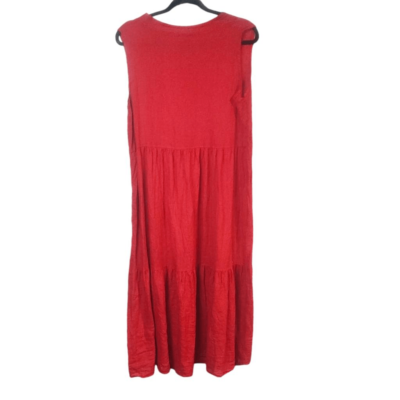 BELLAMBRA linen oversized long tiered maxi dress red fall style