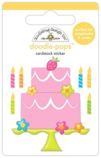 Doodlebug Stickers Doodle-Pop 3D Make A Wish Pink Birthday Cake Candles Flames