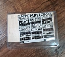 New Stampin up Block Party Rubber Stamp Set of 3 Holiday Party Unmounted 2007