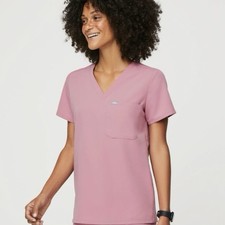 FIGS Women s Catarina Scrub Top in Chalk Pink Size Medium
