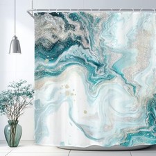 Teal Aqua Marble Shower Curtain Abstract 72"W x 72"L Pack of 1 A1-teal