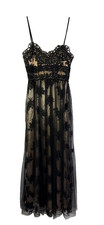 Lulus Womens Small Sheer Overlay Lace Spaghetti Maxi Dress Romantic Black