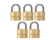 Outdoor Padlocks 1-9/16 Inch 40MM Cast Brass Body Hardened Steel Shackle 5 Pack