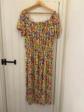 TU Women Fruit Print Pattern, Shirred Off-The-Shoulder Neckline Maxi Dress UK 12