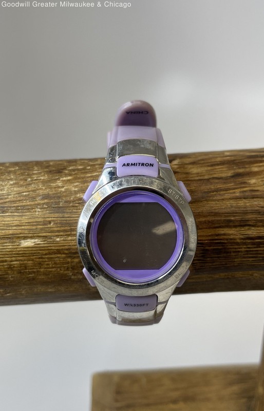 Silver & Purple Tone Stainless-Steel Back Armitron Digital Women's Watch 22.0g
