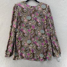 Dividends Top Women 12 Purple Paisley Rayon USA Made Dead Stock Boho Chic