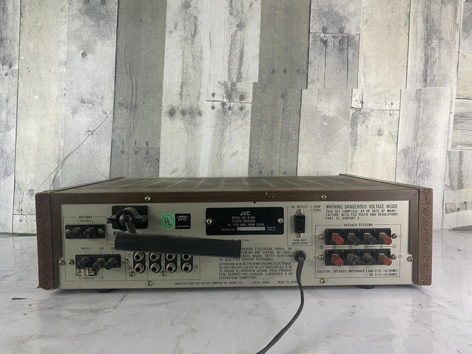 Amplificador receptor estéreo de 2 canales vintage JVC R-S33 RARO grano de madera Foto 4 de 4