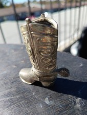 COLLECTIBLE SILVER COLORED WESTERN COWBOY BOOT MADE IN JAPAN TOOTHPICK HOLDER